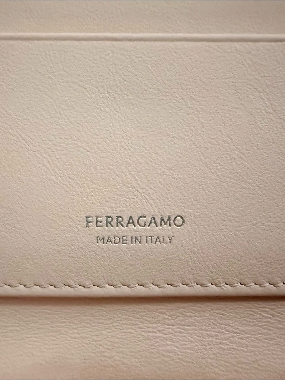 Salvatore Ferragamo Soft Pink Leather Hug Wallet with silver hardware